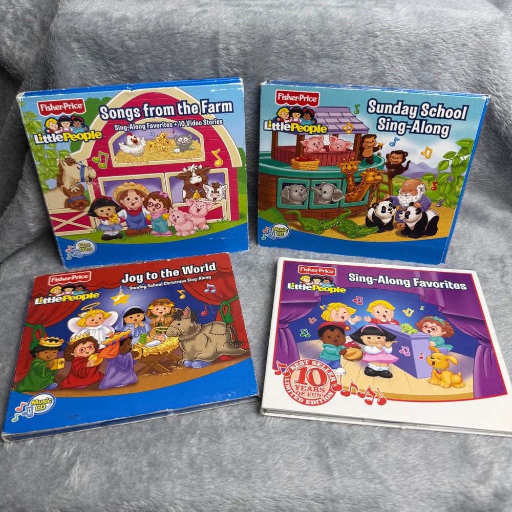 Fisher-Price Little People 4 CD DVD Set Songs Farm Sunday School Sing-Along Joy